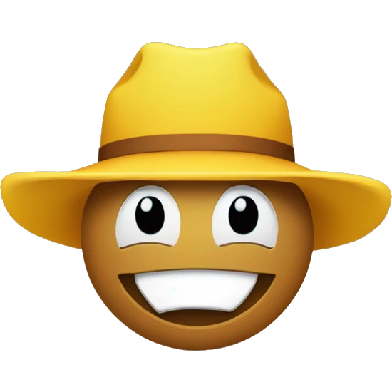 round yellow face emoji with one piece of hay in his teeth and a cowboy hat on emoji