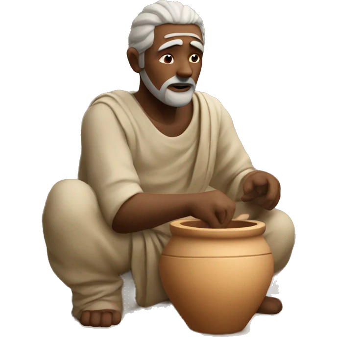 ancient man sculpting a pot emoji
