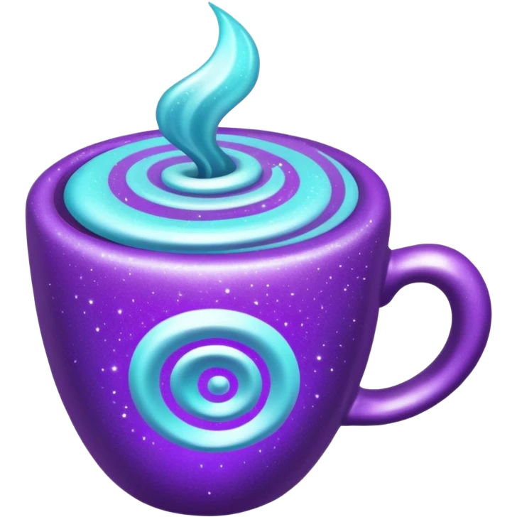 glitter cian and purple coffee
 emoji