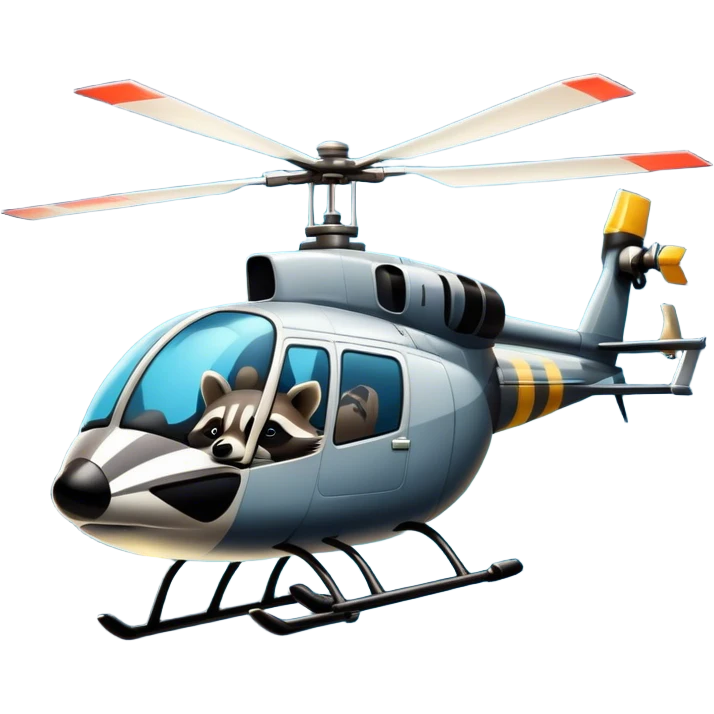 Racoon flying helicopter at night emoji