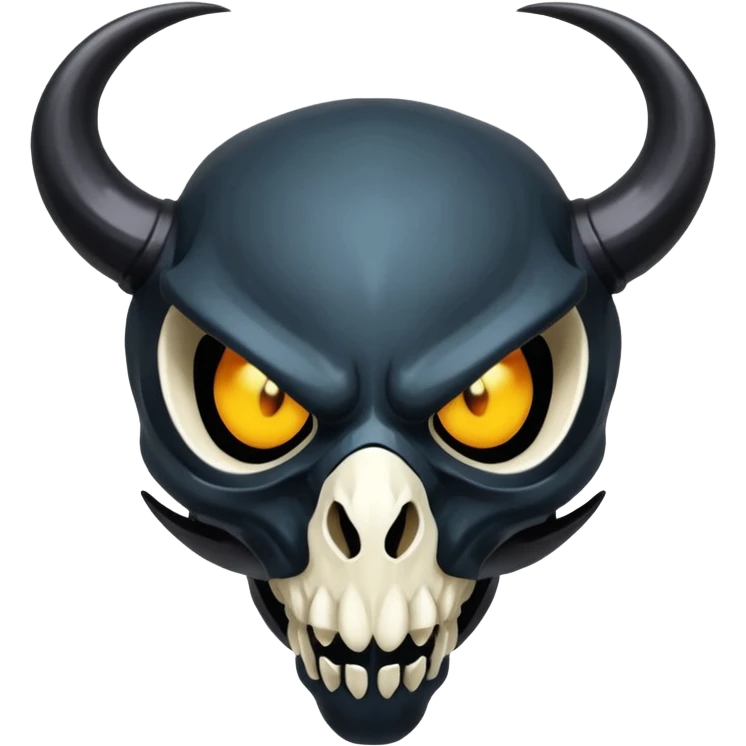 Shiny Dark Edgy  Duskull-Salandit-Inteleon-Amaura-Fakémon-hybrid-creature (full body) with a horned bird-skull-mask emoji