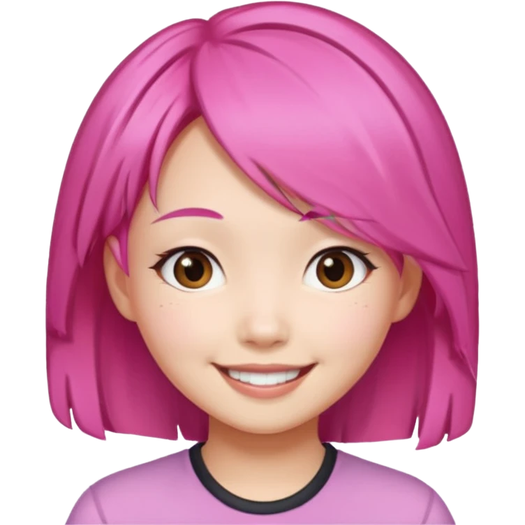 asian emoji girl  face with pink hair  emoji