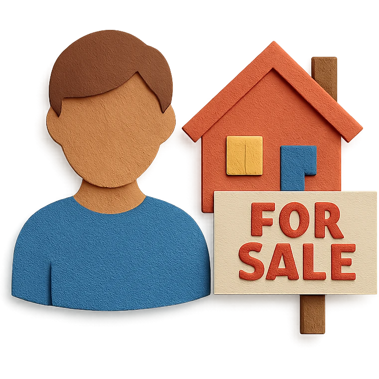 person and house with a for sale sign emoji