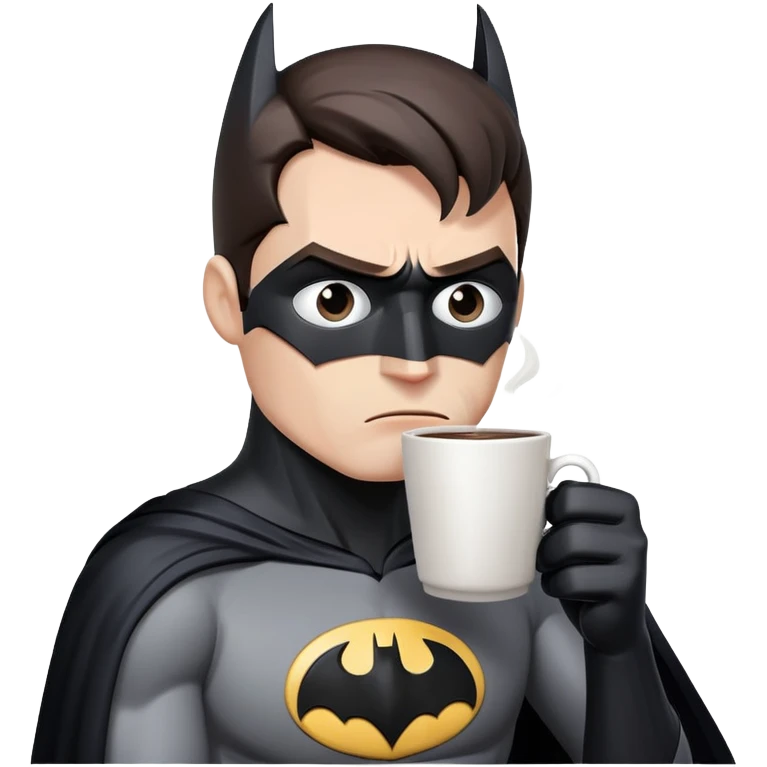 batman drinking coffee with sad face emoji
