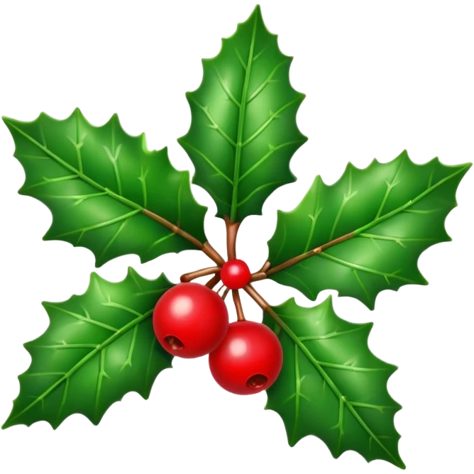 Christmas holly with three leaf emoji