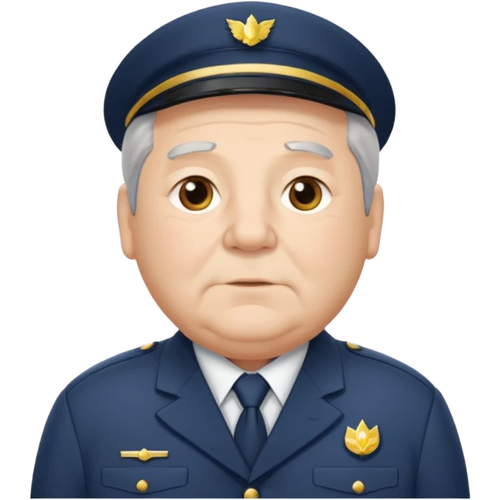 Older Male: gray hair at sides, slight wrinkles, wearing uniform, lightly obesity emoji