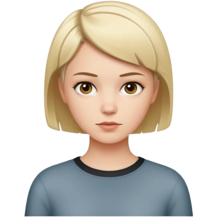 White girl with short hair cut like a boy emoji