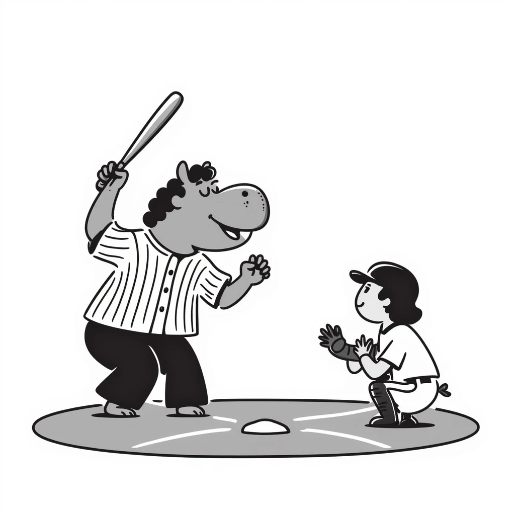 hippo baseball player batting at home plate emoji