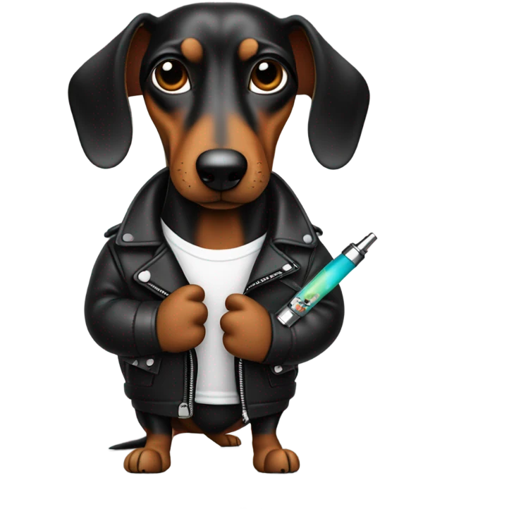 Sausage dog vaping in a leather jacket emoji