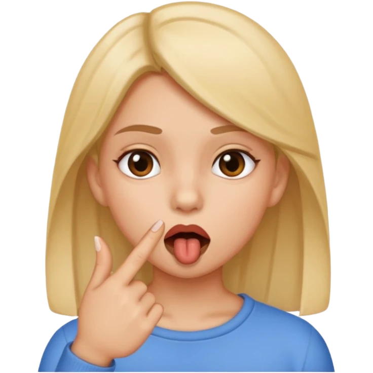 Une fille qui a le bout d’un doigt dans la bouche  emoji