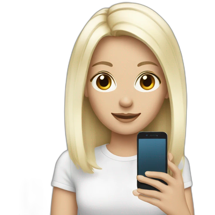 white women black hair with smartphone emoji