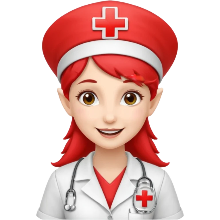 elf nurse with nurse red cross hat emoji