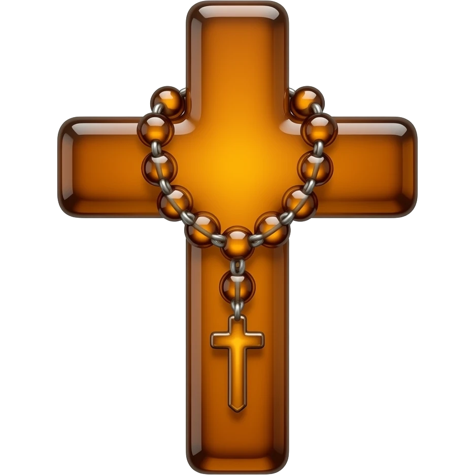 cruz sagrada dark orange  vidro brilhante com rosário dark orange vidro brilhante emoji