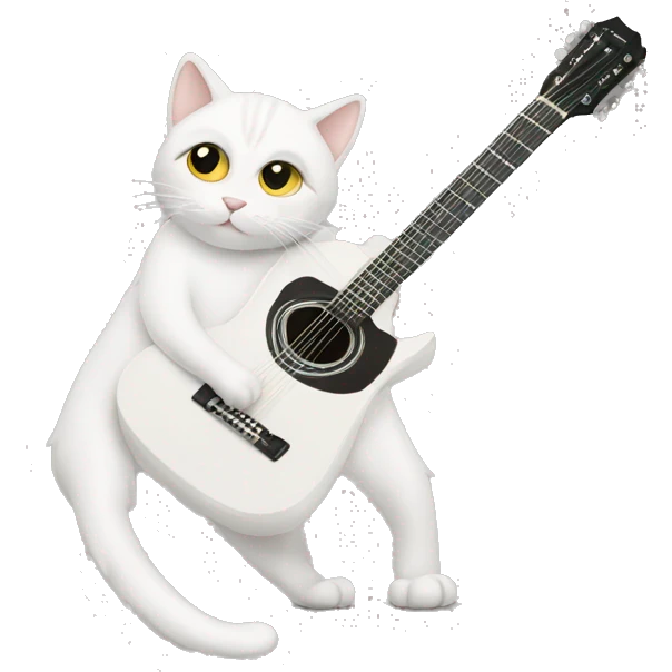 Cat white guitar emoji