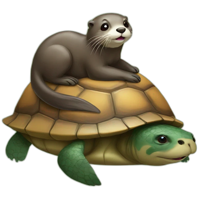 An otter on a turtle emoji