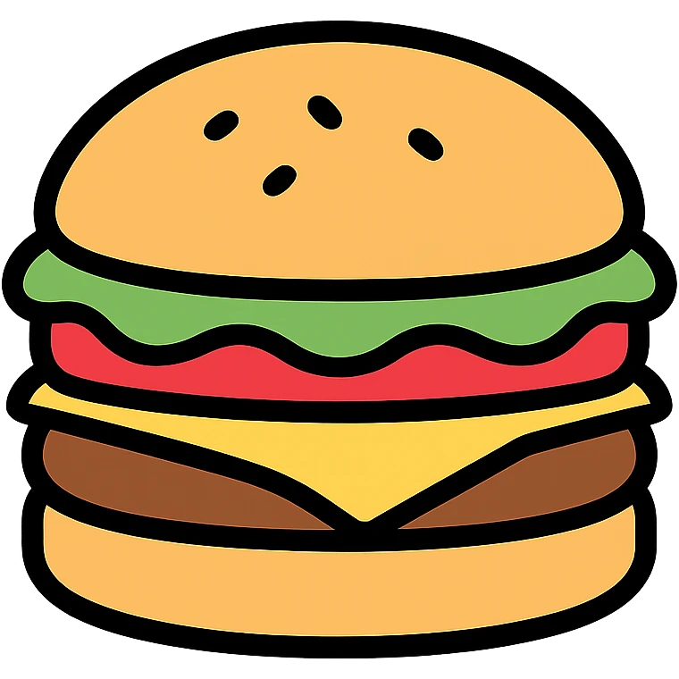 color outline icon of a cheeseburger emoji