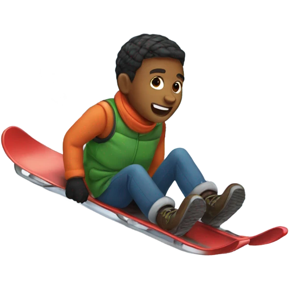 A boy sledding down a hill emoji