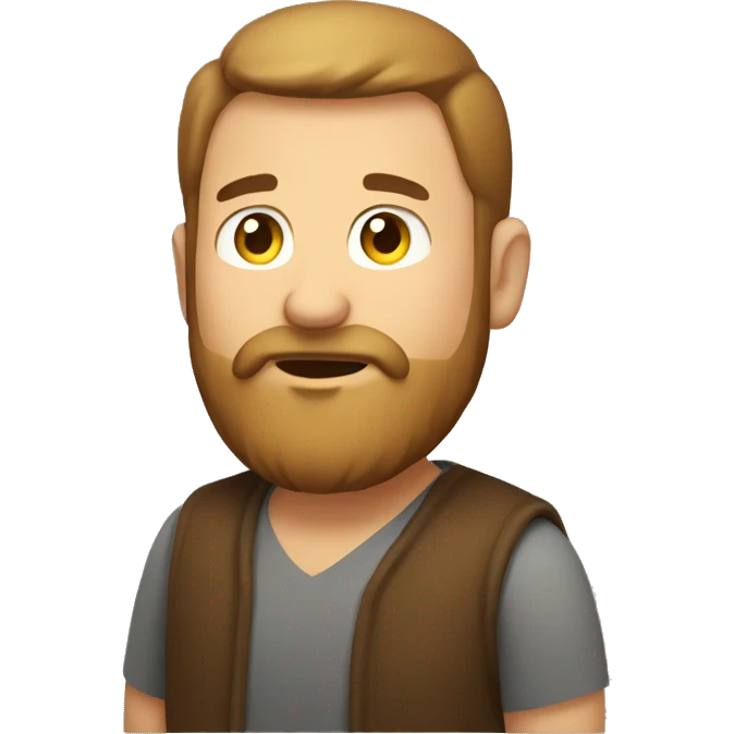 Caucasian brown Beard chubby man talking emoji