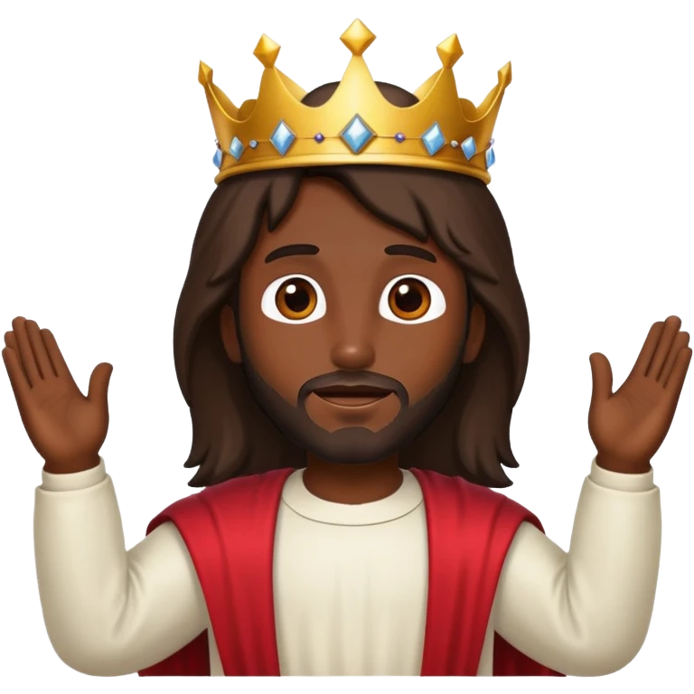 Dark skin christ Jesus with crown flying  emoji