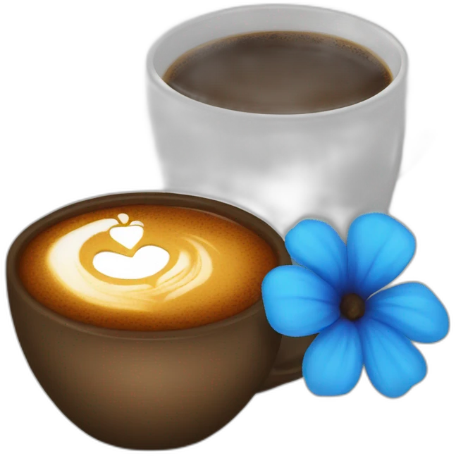 Blue flawer with coffe emoji
