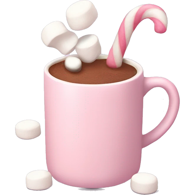 Light Pink mug of hot chocolate with marshmallows  emoji