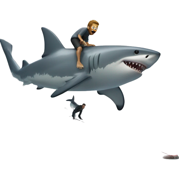shark surfing on a man across the Alpes emoji