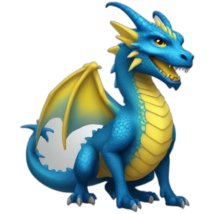 blue and yellow dragoness emoji