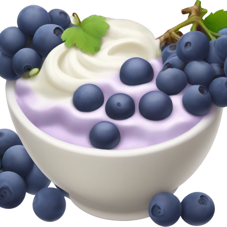 yoghurt bowl with grapes and blueberries emoji