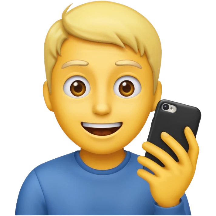Emoji surprised while looking at his own phone emoji