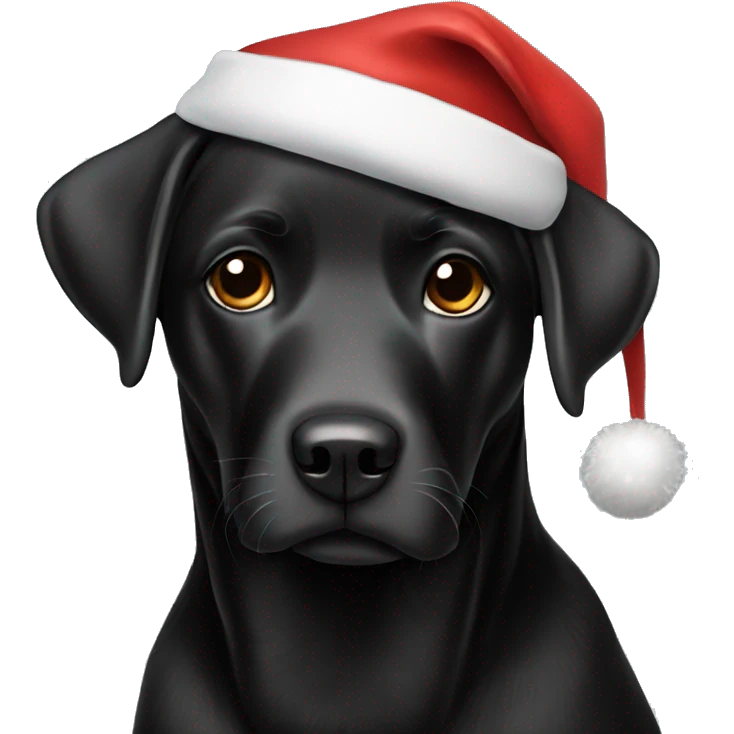 Black Labrador wearing Santa hat emoji