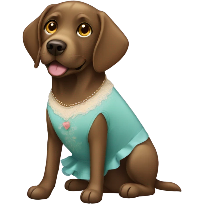 Brown Labrador in a dress emoji