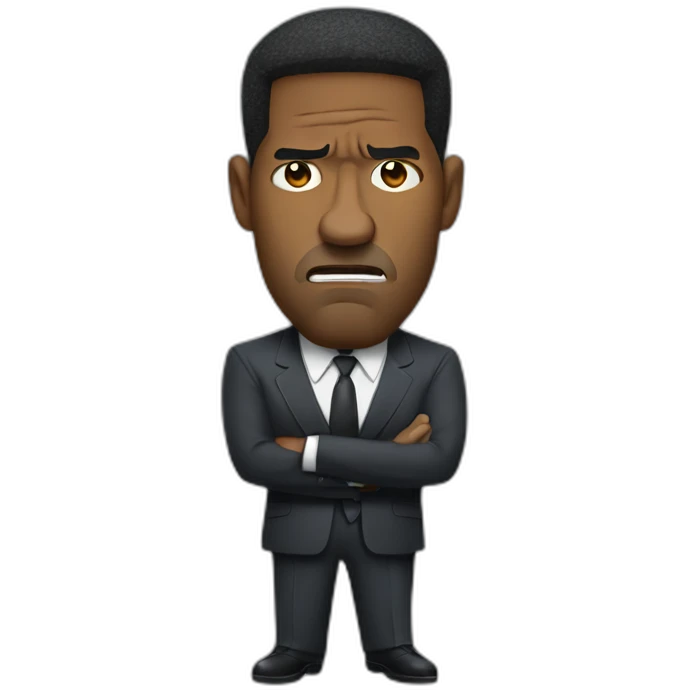 Denzel Washington angry cartoon wearing suit emoji