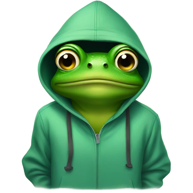 Frog wearing hoodie emoji