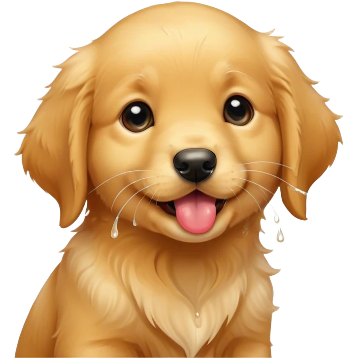 Cute golden retriever puppy licking emoji