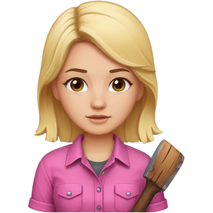 lumberjack blonde woman pink shirt emoji