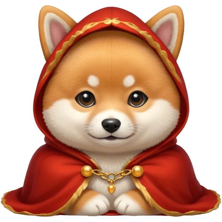 baby shiba dog, in magic red cloak emoji
