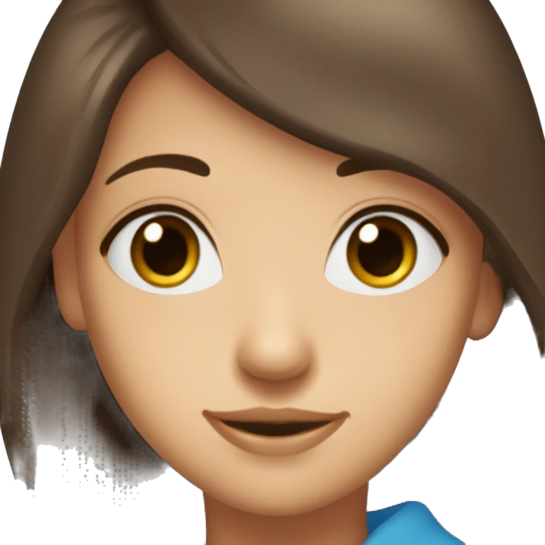 jeune demoiselle de 16ans brune avec les yeux blue qui souris emoji