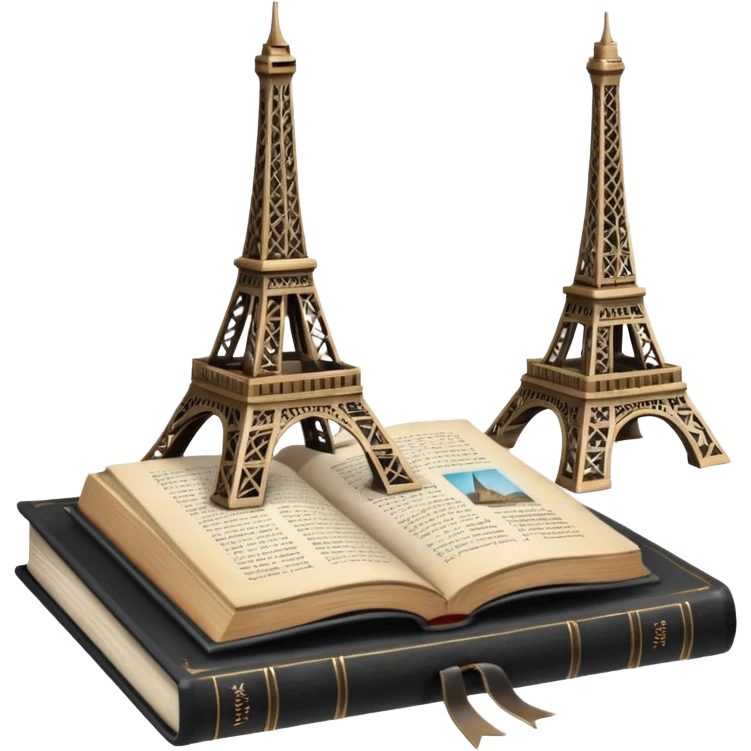 Eiffel Tower with a book next to it emoji