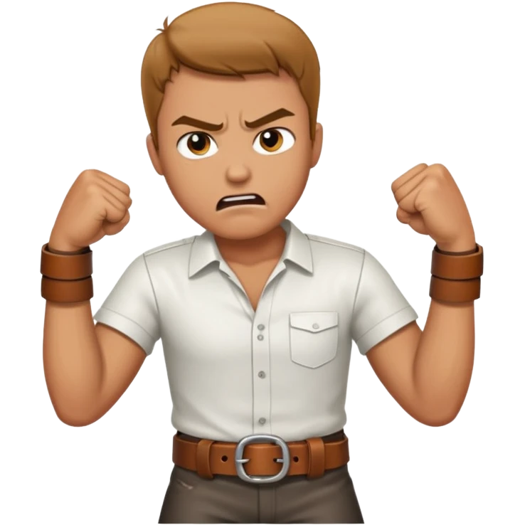 A man angry slanging a belt to someone’s behind emoji