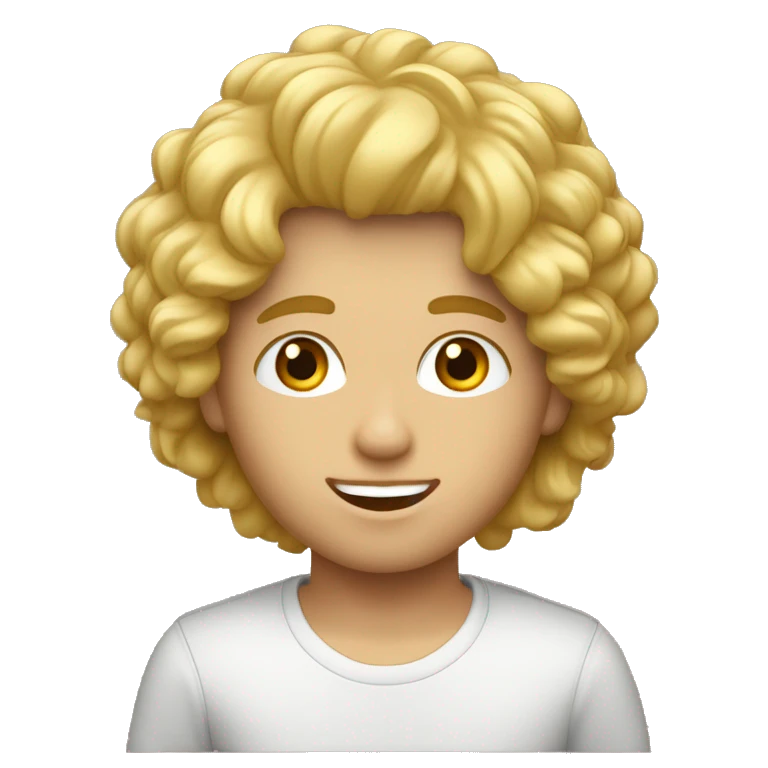 Garçon cheveux bouclée blond avec des yeux marron emoji