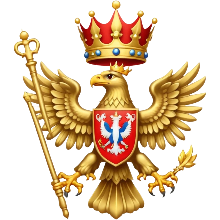 coat of arms of Russia as an emoji, gold eagle with crown and scepter emoji