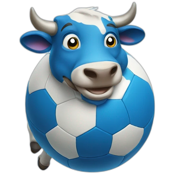 Blue Cow playing football  emoji