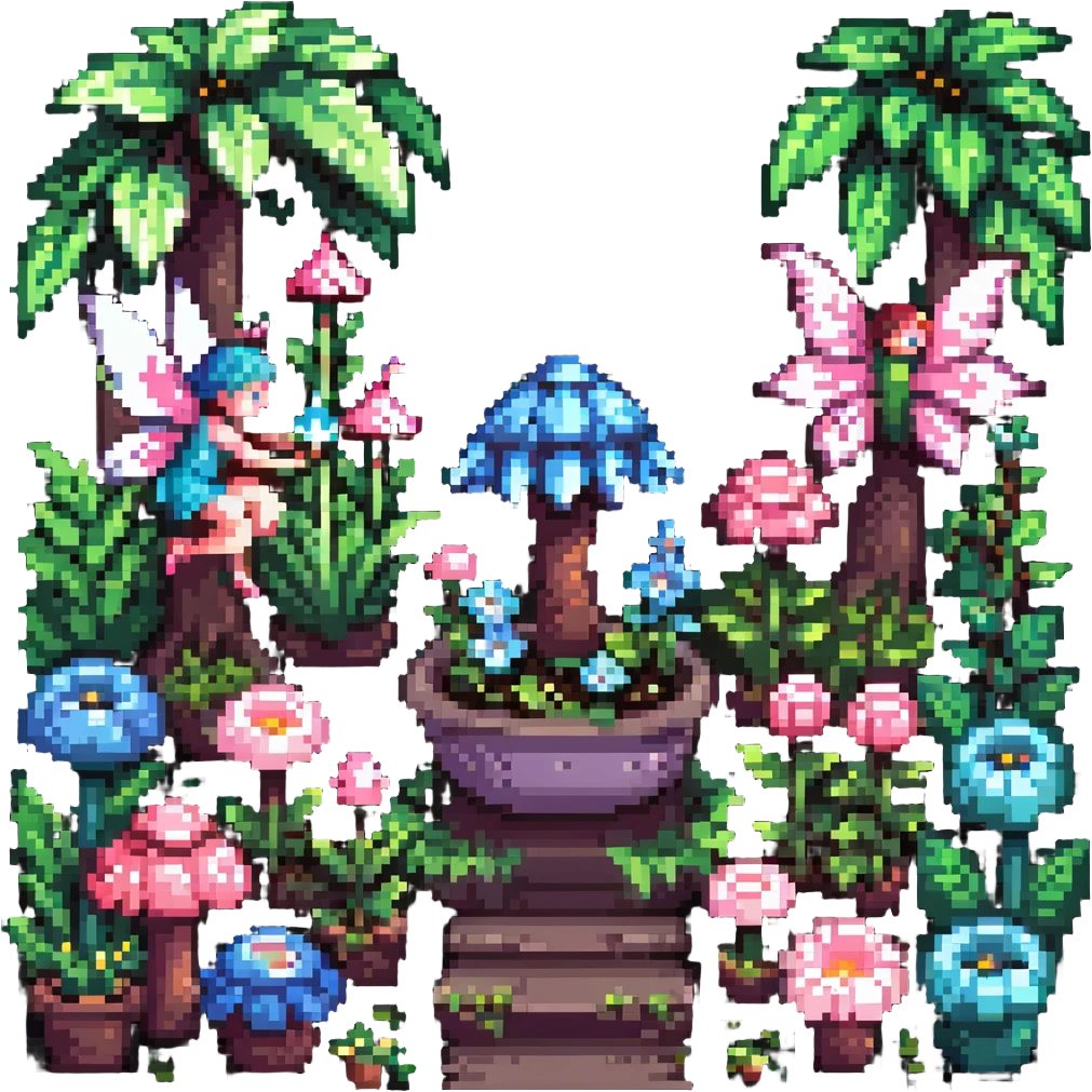 magical fairy garden with glowing flowers and sparkles emoji