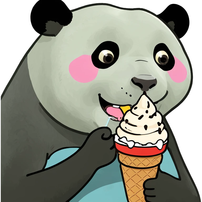 Panda eating ice cream emoji