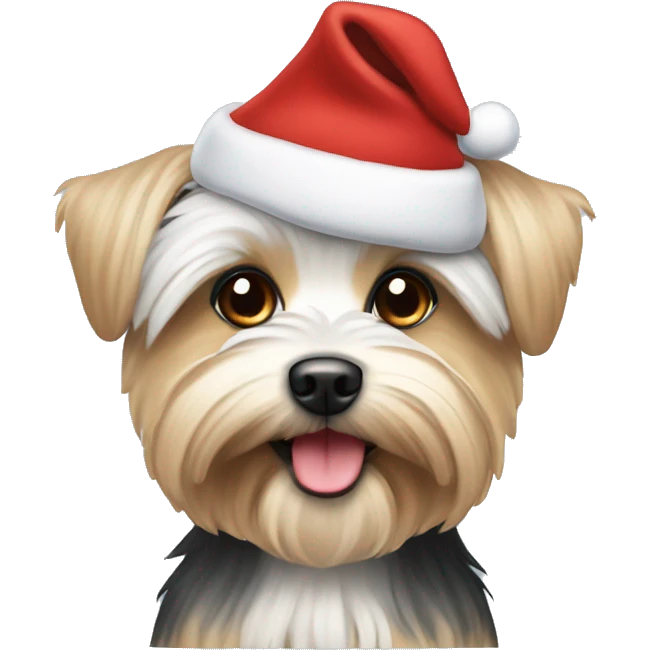 Morkie wearing a Santa hat  emoji