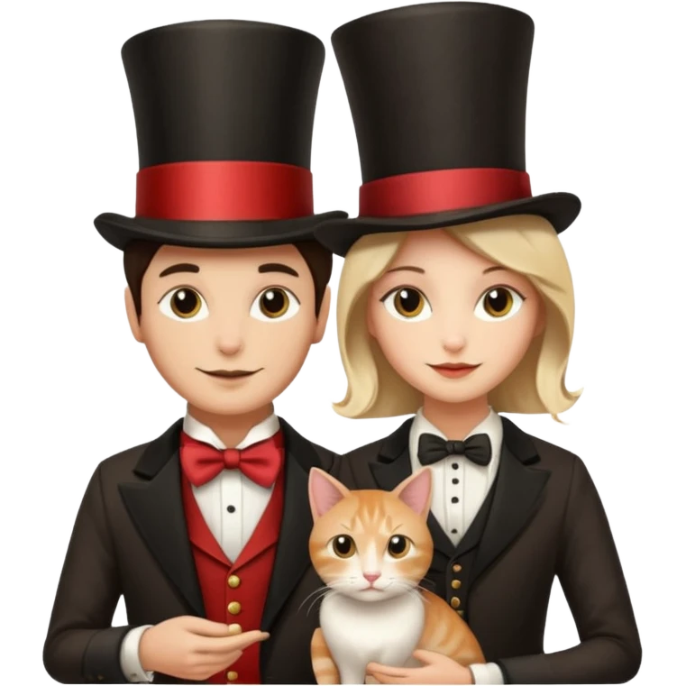 magician couple and their pet cat emoji