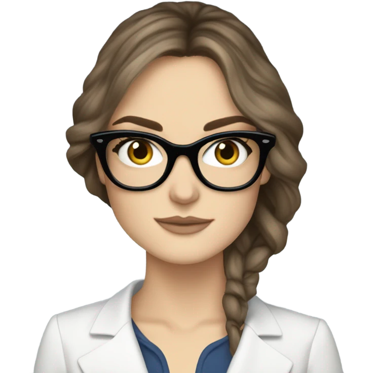 Photo of elegant Keira Knightly wearing black glasses and blue eyes holding on phone  emoji