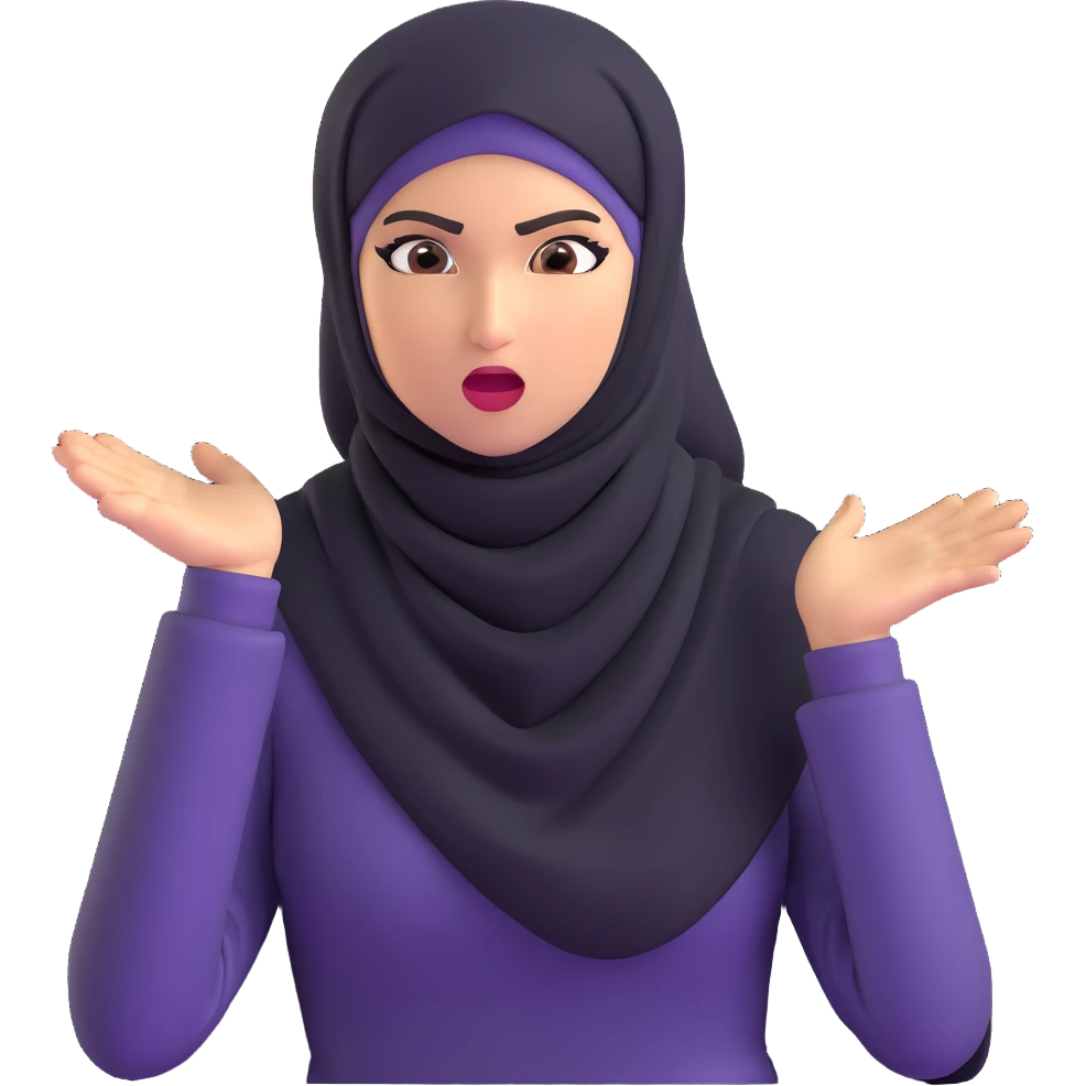 hijabi woman, angry pose emoji