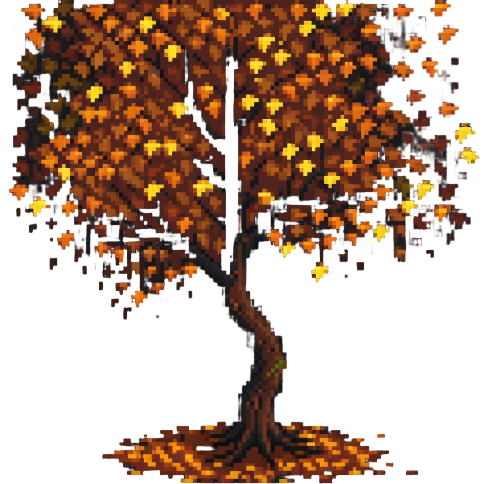 colorful autumn tree with falling leaves emoji