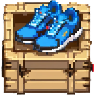 2d power up crate with a running shoe symbol for speed boost emoji